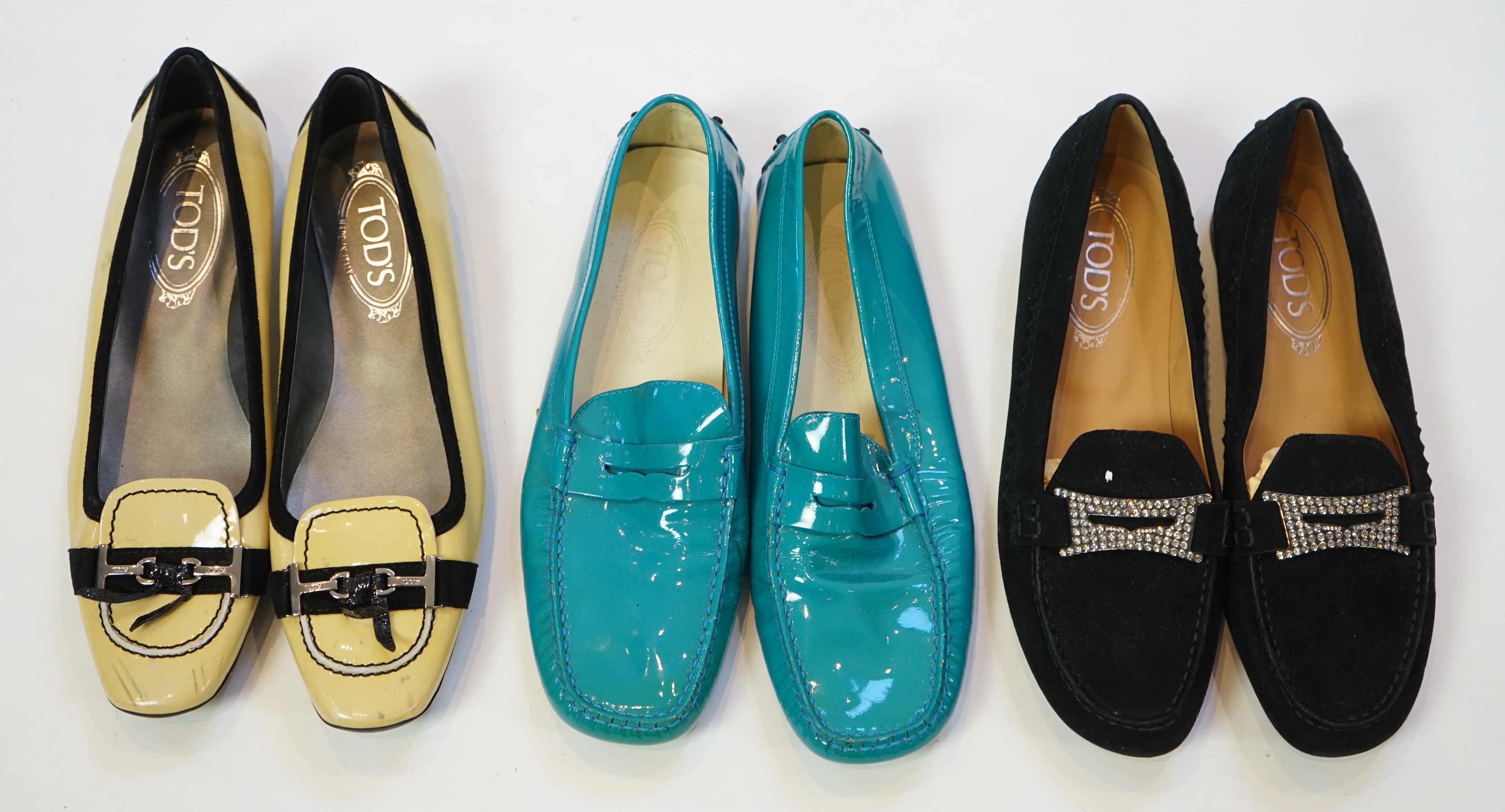 Three pairs of Tod's lady's flat shoes, size EU 39.5